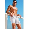 COOFANDY 2 in 1 Mens Swim Trunks 7 Inch Swim Shorts Swim Suits Board Shorts | 7 Inch，Quick Dry Fabric，Drawstring with Elastic Waist，Cooling Compression Liner with an Extra Pocket, Athletic Fit(White)