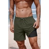 COOFANDY 2 in 1 Mens Swim Trunks 7 Inch Swim Shorts Swim Suits Board Shorts | 7 Inch，Quick Dry Fabric，Drawstring with Elastic Waist，Cooling Compression Liner with an Extra Pocket, Athletic Fit(Olive Green)
