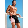 COOFANDY 2 in 1 Mens Swim Trunks 7 Inch Swim Shorts Swim Suits Board Shorts | 7 Inch，Quick Dry Fabric，Drawstring with Elastic Waist，Cooling Compression Liner with an Extra Pocket, Athletic Fit(Pinkshark Black)