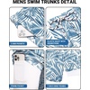 COOFANDY 2 in 1 Mens Swim Trunks 7 Inch Swim Shorts Swim Suits Board Shorts | 7 Inch，Quick Dry Fabric，Drawstring with Elastic Waist，Cooling Compression Liner with an Extra Pocket, Athletic Fit(Deep Blue Plam Leaf)
