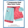 COOFANDY 2 in 1 Mens Swim Trunks 7 Inch Swim Shorts Swim Suits Board Shorts | 7 Inch，Quick Dry Fabric，Drawstring with Elastic Waist，Cooling Compression Liner with an Extra Pocket, Athletic Fit(Pink Anchor)