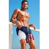 COOFANDY 2 in 1 Mens Swim Trunks 7 Inch Swim Shorts Swim Suits Board Shorts | 7 Inch，Quick Dry Fabric，Drawstring with Elastic Waist，Cooling Compression Liner with an Extra Pocket, Athletic Fit(Navy National Flag)