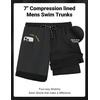 COOFANDY 2 in 1 Mens Swim Trunks 7 Inch Swim Shorts Swim Suits Board Shorts | 7 Inch，Quick Dry Fabric，Drawstring with Elastic Waist，Cooling Compression Liner with an Extra Pocket, Athletic Fit(Black)