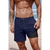 COOFANDY 2 in 1 Mens Swim Trunks 7 Inch Swim Shorts Swim Suits Board Shorts | 7 Inch，Quick Dry Fabric，Drawstring with Elastic Waist，Cooling Compression Liner with an Extra Pocket, Athletic Fit(Navy Bule)
