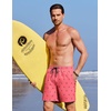 COOFANDY 2 in 1 Mens Swim Trunks 7 Inch Swim Shorts Swim Suits Board Shorts | 7 Inch，Quick Dry Fabric，Drawstring with Elastic Waist，Cooling Compression Liner with an Extra Pocket, Athletic Fit(Pink Anchor)