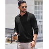 COOFANDY Long Sleeve Polo Shirts for Men Pullover Sweaters Knit Polo Shirt | Vintage V-Neck Polo,Retro Open Collar,Soft Breathable Knit,Stretch Ribbed Cuffs & Hem,Vacation Casual Style,Business(Black)