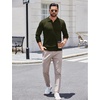 COOFANDY Long Sleeve Polo Shirts for Men Pullover Sweaters Knit Polo Shirt | Vintage V-Neck Polo,Retro Open Collar,Soft Breathable Knit,Stretch Ribbed Cuffs & Hem,Vacation Casual Style,Business(Dark Green)