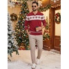 COOFANDY Long Sleeve Polo Shirts for Men Pullover Sweaters Knit Polo Shirt | Vintage V-Neck Polo,Retro Open Collar,Soft Breathable Knit,Stretch Ribbed Cuffs & Hem,Vacation Casual Style,Business(Christmas Red & White)