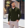 COOFANDY Long Sleeve Polo Shirts for Men Pullover Sweaters Knit Polo Shirt | Vintage V-Neck Polo,Retro Open Collar,Soft Breathable Knit,Stretch Ribbed Cuffs & Hem,Vacation Casual Style,Business(Dark Green)