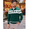 COOFANDY Long Sleeve Polo Shirts for Men Pullover Sweaters Knit Polo Shirt | Vintage V-Neck Polo,Retro Open Collar,Soft Breathable Knit,Stretch Ribbed Cuffs & Hem,Vacation Casual Style,Business(Christmas Green & White)
