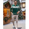 COOFANDY Long Sleeve Polo Shirts for Men Pullover Sweaters Knit Polo Shirt | Vintage V-Neck Polo,Retro Open Collar,Soft Breathable Knit,Stretch Ribbed Cuffs & Hem,Vacation Casual Style,Business(Christmas Green & White)