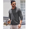 COOFANDY Long Sleeve Polo Shirts for Men Pullover Sweaters Knit Polo Shirt | Vintage V-Neck Polo,Retro Open Collar,Soft Breathable Knit,Stretch Ribbed Cuffs & Hem,Vacation Casual Style,Business(Dark Gray)