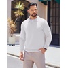 COOFANDY Long Sleeve Polo Shirts for Men Pullover Sweaters Knit Polo Shirt | Vintage V-Neck Polo,Retro Open Collar,Soft Breathable Knit,Stretch Ribbed Cuffs & Hem,Vacation Casual Style,Business(White)