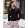 COOFANDY Long Sleeve Polo Shirts for Men Pullover Sweaters Knit Polo Shirt | Vintage V-Neck Polo,Retro Open Collar,Soft Breathable Knit,Stretch Ribbed Cuffs & Hem,Vacation Casual Style,Business(Black)