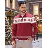 COOFANDY Long Sleeve Polo Shirts for Men Pullover Sweaters Knit Polo Shirt | Vintage V-Neck Polo,Retro Open Collar,Soft Breathable Knit,Stretch Ribbed Cuffs & Hem,Vacation Casual Style,Business(Christmas Red & White)