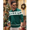 COOFANDY Long Sleeve Polo Shirts for Men Pullover Sweaters Knit Polo Shirt | Vintage V-Neck Polo,Retro Open Collar,Soft Breathable Knit,Stretch Ribbed Cuffs & Hem,Vacation Casual Style,Business(Christmas Green & White)