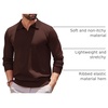 COOFANDY Long Sleeve Polo Shirts for Men Pullover Sweaters Knit Polo Shirt | Vintage V-Neck Polo,Retro Open Collar,Soft Breathable Knit,Stretch Ribbed Cuffs & Hem,Vacation Casual Style,Business(Brown)