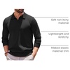 COOFANDY Long Sleeve Polo Shirts for Men Pullover Sweaters Knit Polo Shirt | Vintage V-Neck Polo,Retro Open Collar,Soft Breathable Knit,Stretch Ribbed Cuffs & Hem,Vacation Casual Style,Business(Black)