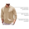COOFANDY Long Sleeve Polo Shirts for Men Pullover Sweaters Knit Polo Shirt | Vintage V-Neck Polo,Retro Open Collar,Soft Breathable Knit,Stretch Ribbed Cuffs & Hem,Vacation Casual Style,Business(Khaki)