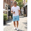 COOFANDY Men’s Casual Cotton Linen Shorts Elastic Waist Drawstring Shorts | Stretch Linen Chino, Lightweight Breathable, Flat Front, Phone Pockets, Regular Fit, 9 Inch Inseam, Summer Beach Vacation(Light Blue)