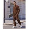 COOFANDY Men’s Casual Sweatsuit 2 Piece Athletic Full Zip Tracksuit Jacquard Jogging Set Fashion Jackets And Pants Outfit(Brown)