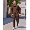 COOFANDY Men’s Casual Sweatsuit 2 Piece Athletic Full Zip Tracksuit Jacquard Jogging Set Fashion Jackets And Pants Outfit(Brown)