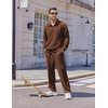 COOFANDY Men’s Casual Sweatsuit 2 Piece Athletic Full Zip Tracksuit Jacquard Jogging Set Fashion Jackets And Pants Outfit(Brown)