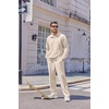 COOFANDY Men’s Casual Sweatsuit 2 Piece Athletic Full Zip Tracksuit Jacquard Jogging Set Fashion Jackets And Pants Outfit(Cream)