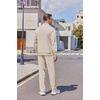 COOFANDY Men’s Casual Sweatsuit 2 Piece Athletic Full Zip Tracksuit Jacquard Jogging Set Fashion Jackets And Pants Outfit(Cream)
