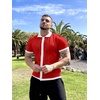 COOFANDY Men’s Knit Button Down Shirt Vintage Short Sleeve Polo Shirts Casual Beach Tops(Red & White)