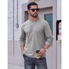 COOFANDY Mens Long Sleeve Tee Shirts Cotton Vintage Washed T Shirts Relaxed Fit Basic Tees(Black & Light Grey)