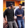 COOFANDY Mens Long Sleeve Tee Shirts Cotton Vintage Washed T Shirts Relaxed Fit Basic Tees(Black & Navy Blue)