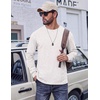 COOFANDY Mens Long Sleeve Tee Shirts Cotton Vintage Washed T Shirts Relaxed Fit Basic Tees(Black & White)