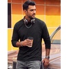 COOFANDY Mens Long Sleeve Tee Shirts Cotton Vintage Washed T Shirts Relaxed Fit Basic Tees(Black)