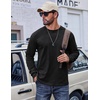 COOFANDY Mens Long Sleeve Tee Shirts Cotton Vintage Washed T Shirts Relaxed Fit Basic Tees(Black)