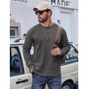 COOFANDY Mens Long Sleeve Tee Shirts Cotton Vintage Washed T Shirts Relaxed Fit Basic Tees(Dark Grey)