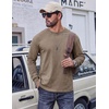 COOFANDY Mens Long Sleeve Tee Shirts Cotton Vintage Washed T Shirts Relaxed Fit Basic Tees(Khaki)
