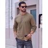 COOFANDY Mens Long Sleeve Tee Shirts Cotton Vintage Washed T Shirts Relaxed Fit Basic Tees(Khaki)