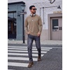 COOFANDY Mens Long Sleeve Tee Shirts Cotton Vintage Washed T Shirts Relaxed Fit Basic Tees(Khaki)