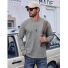 COOFANDY Mens Long Sleeve Tee Shirts Cotton Vintage Washed T Shirts Relaxed Fit Basic Tees(Light Grey)