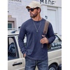 COOFANDY Mens Long Sleeve Tee Shirts Cotton Vintage Washed T Shirts Relaxed Fit Basic Tees(Navy Blue)