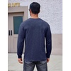 COOFANDY Mens Long Sleeve Tee Shirts Cotton Vintage Washed T Shirts Relaxed Fit Basic Tees(Navy Blue)