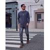 COOFANDY Mens Long Sleeve Tee Shirts Cotton Vintage Washed T Shirts Relaxed Fit Basic Tees(Navy Blue)