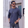 COOFANDY Mens Long Sleeve Tee Shirts Cotton Vintage Washed T Shirts Relaxed Fit Basic Tees(Navy Blue)