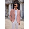 COOFANDY Mens Sport Coats Casual Knit Blazer Two Button Suit Jacket | Modern Slim-fit Silhouette with Structured Shoulders,Stretch Comfort & Versatile Style for Weddings,Business or Daily Wear(Pink)