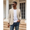 COOFANDY Mens Sport Coats Casual Knit Blazer Two Button Suit Jacket | Modern Slim-fit Silhouette with Structured Shoulders,Stretch Comfort & Versatile Style for Weddings,Business or Daily Wear(03-light Khaki)