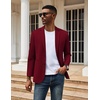 COOFANDY Mens Sport Coats Casual Knit Blazer Two Button Suit Jacket | Modern Slim-fit Silhouette with Structured Shoulders,Stretch Comfort & Versatile Style for Weddings,Business or Daily Wear(Wine Red)