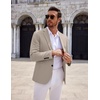 COOFANDY Mens Sport Coats Casual Knit Blazer Two Button Suit Jacket | Modern Slim-fit Silhouette with Structured Shoulders,Stretch Comfort & Versatile Style for Weddings,Business or Daily Wear(Khaki Grey)
