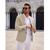 COOFANDY Mens Sport Coats Casual Knit Blazer Two Button Suit Jacket | Modern Slim-fit Silhouette with Structured Shoulders,Stretch Comfort & Versatile Style for Weddings,Business or Daily Wear(03-light Khaki)