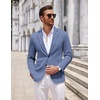 COOFANDY Mens Sport Coats Casual Knit Blazer Two Button Suit Jacket | Modern Slim-fit Silhouette with Structured Shoulders,Stretch Comfort & Versatile Style for Weddings,Business or Daily Wear(Blue)